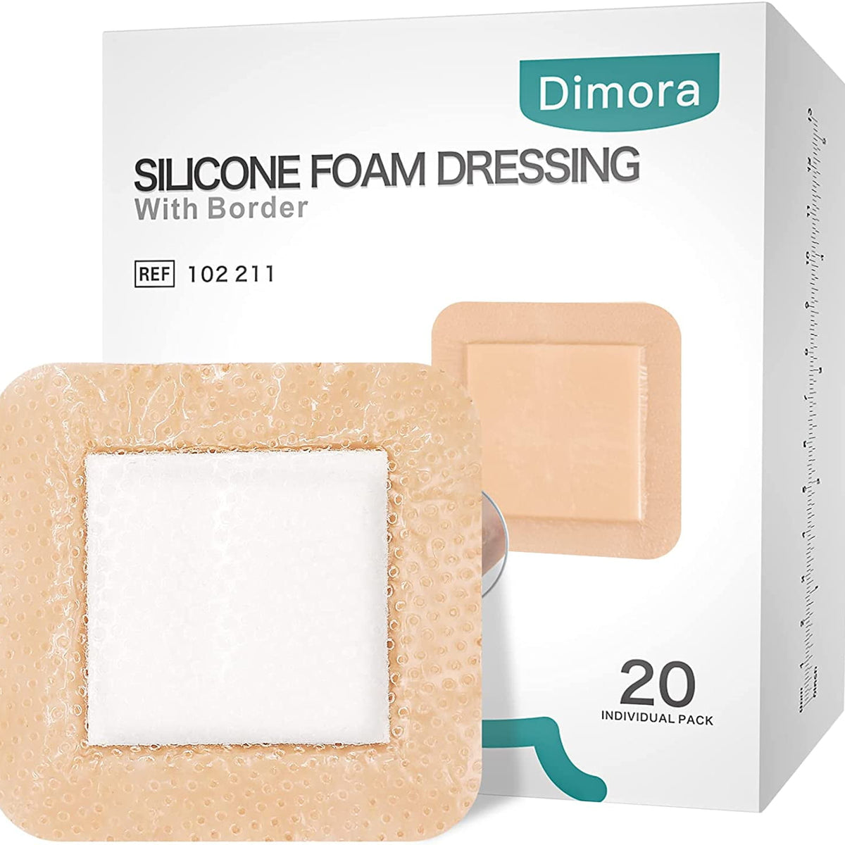 Dimora Silicone Foam Dressing with Border 20 Pack Waterproof Adhesive