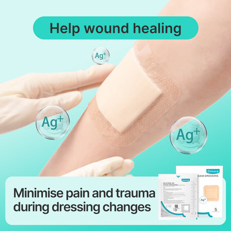 Dimora Silicone Foam Dressing Silver Ag Adhesive Absorbent Bandage Pads