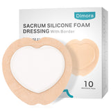 Dimora 10 Pack Wound Dressing Sacrum Foam Bandages Silicone Adhesive Border 7"x7"