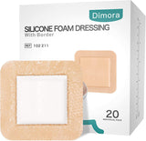 Dimora Silicone Foam Dressing with Border 20 Pack Waterproof Adhesive 4"x4"